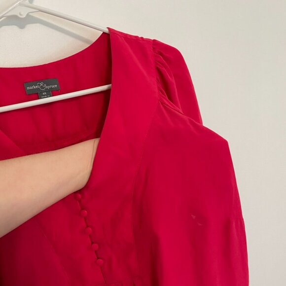 MARKET & SPRUCE STITCH FIX Plus Size Cleve Flutter Sleeve Blouse Raspberry Pink - Picture 5 of 16